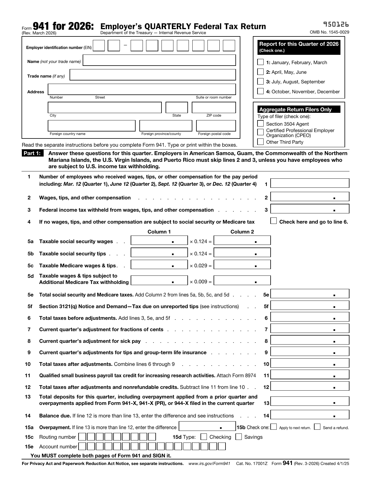 Fill Out Form 941 Online - Doclio