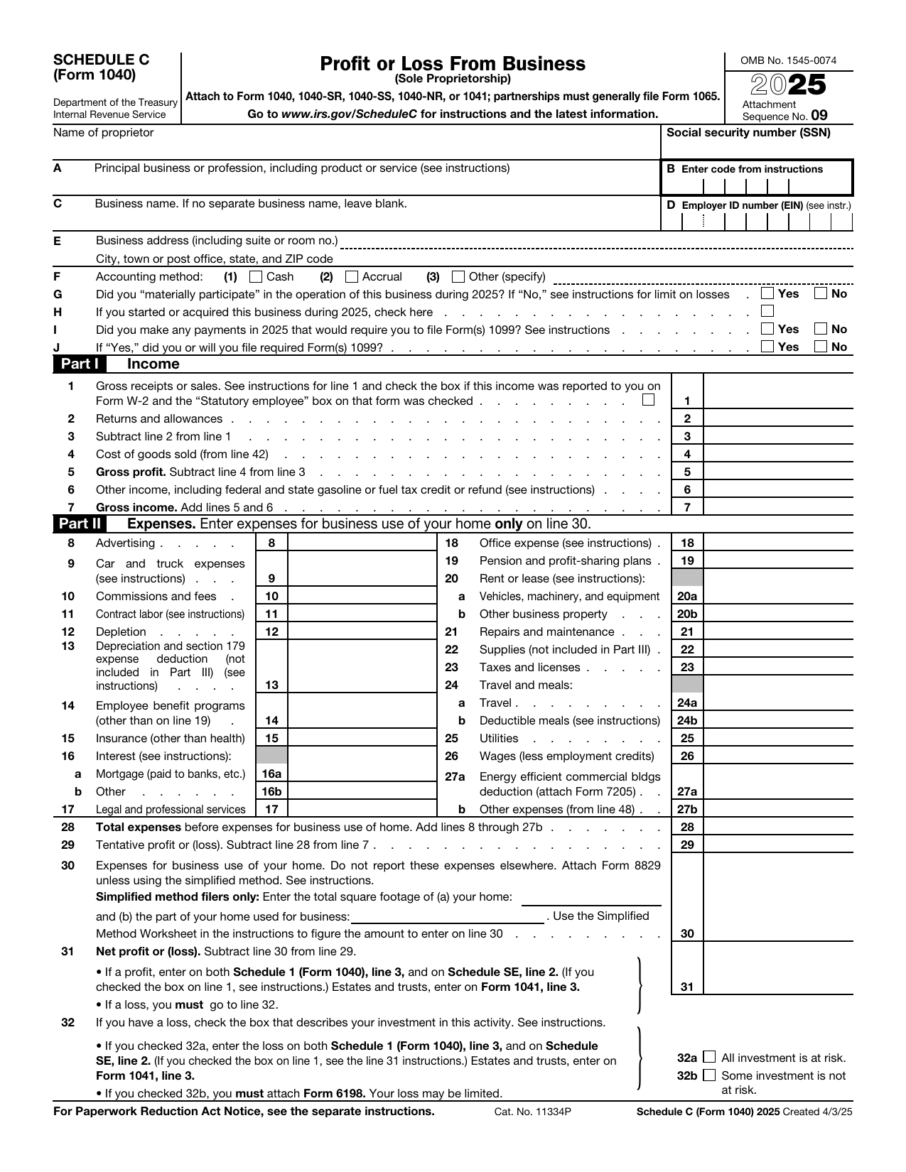 Fill Out Schedule C (Form 1040) Online - Doclio